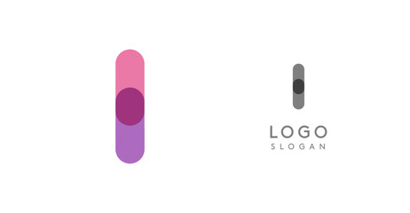 Aufkleber - Soft rounded trendy logo, geometric colorful letter I with a modern tech feel, playful monogram design for corporate identity, creative branding, logotype template. Vector logotype