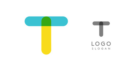 Aufkleber - Soft rounded trendy logo, geometric colorful letter T with a modern tech feel, playful monogram design for corporate identity, creative branding, logotype template. Vector logotype