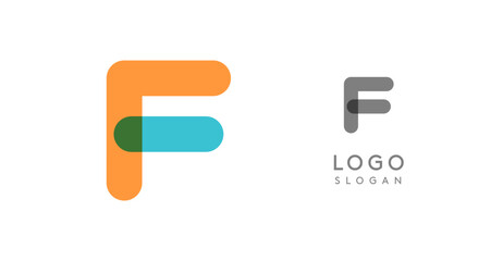 Aufkleber - Soft rounded trendy logo, geometric colorful letter F with a modern tech feel, playful monogram design for corporate identity, creative branding, logotype template. Vector logotype