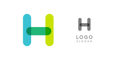 Aufkleber - Soft rounded trendy logo, geometric colorful letter H with a modern tech feel, playful monogram design for corporate identity, creative branding, logotype template. Vector logotype