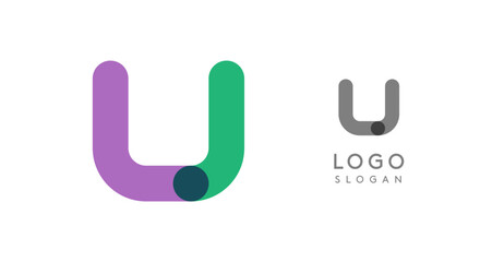 Aufkleber - Soft rounded trendy logo, geometric colorful letter U with a modern tech feel, playful monogram design for corporate identity, creative branding, logotype template. Vector logotype