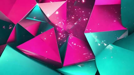 Poster - Colorful geometric shapes create a vibrant abstract design with sharp angles and luminous patterns for a modern effect