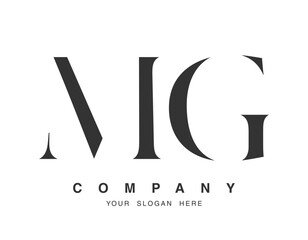 MG logo design. Initial letter m and g serif font style. Creative classic company name typography. Trendy logotype or identity.