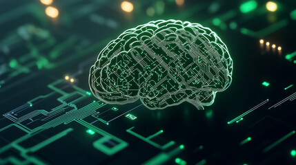 Poster - A captivating abstract brain design features glowing circuits and connections against a rich, dark backdrop