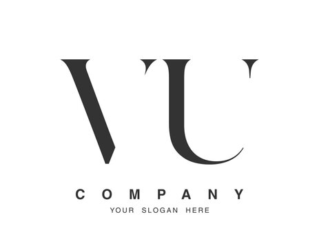 VU logo design. Initial letter v and u serif font style. Creative classic company name typography. Trendy logotype or identity.