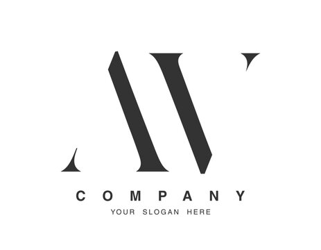 AV logo design. Initial letter a and v serif font style. Creative classic company name typography. Trendy logotype or identity.