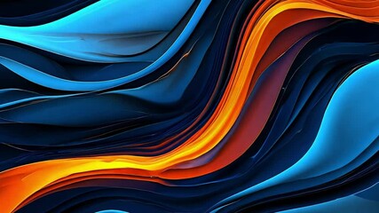 Poster - Fluid waves of blue and orange colors create a dynamic abstract design