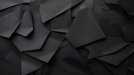 Poster - Abstract composition of geometric shapes made from black paper