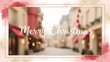 © Вишняк Вишняк - Horizontal Christmas greeting card with the inscription Merry Christmas on the background of a blurred Christmas city.