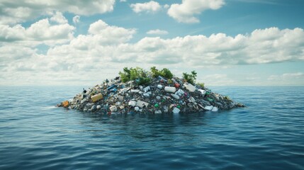 Wall Mural - A Plastic Island Formed by Pollution in the Ocean