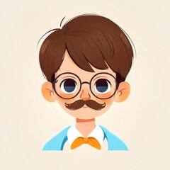 Sticker - Cartoon Illustration of a Person with a Mustache and Glasses