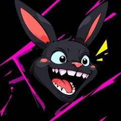 Sticker - Happy Black Bunny Cartoon