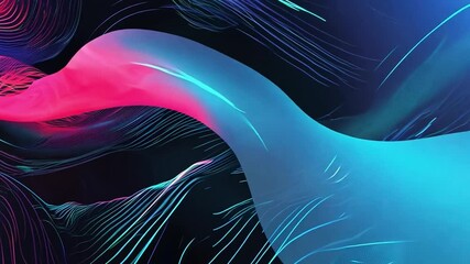 Poster - Abstract colorful waves flowing through a dark background with dynamic patterns and shapes reflecting movement