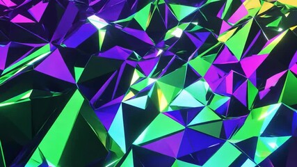 Poster - Colorful geometric shapes creating a vibrant abstract background with dynamic lighting effects and sharp angles