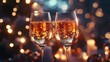 © Nawarit - Cheers to new beginnings with glowing AR toasts and celebration visuals, vibrant party atmosphere, soft warm lighting, photorealistic
