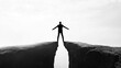 © Tipakorn - man stands confidently on cliff edge, embracing risk and opportunity