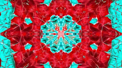 Poster - Colorful kaleidoscope pattern with vibrant reds and blues forming intricate symmetrical designs