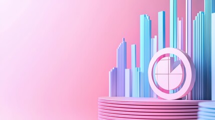 Poster - Colorful modern data visualization with a circular graph on a stylish background.