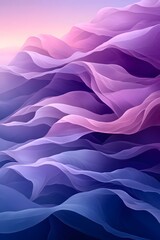 A stunning abstract depiction of flowing waves in shades of purple and blue, evoking a serene and dreamlike atmosphere, suitable for modern backgrounds or artistic projects.