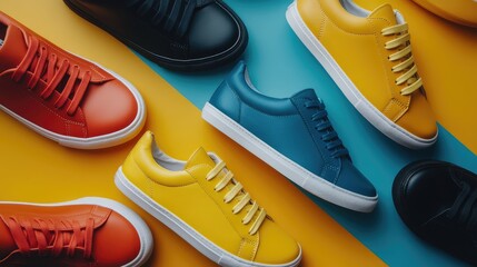 Poster - Colorful Sneakers on Vibrant Background