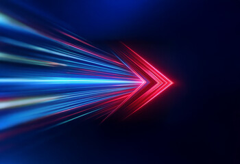Poster - a red arrowhead with glowing blue and white lines radiating outward, forming a pattern reminiscent o