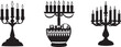 © Nazia - Silhouette of a kwanzaa lampstand strok with seven candles around gift and mini drum vector silhouette