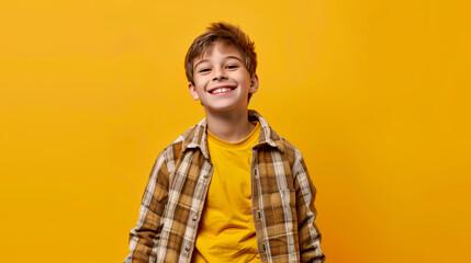 Poster - Happy teenage boy in casual clothes against a color background