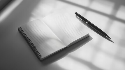 Poster - Artistic depiction of a diary page on a pristine white backdrop, emphasizing the clean lines and classic layout