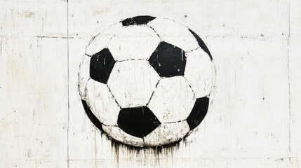 Poster - Artistic white backdrop featuring a classic black and white soccer ball, reflecting its iconic and traditional design