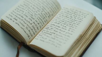 Poster - Artistic white backdrop featuring a diary page filled with text, highlighting the smooth texture and neat presentation of the content