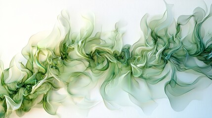 Aufkleber - Artistic white backdrop featuring green smoke merging into intricate flame art, creating a captivating and mystical visual effect
