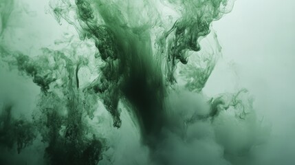 Aufkleber - Artistic white backdrop featuring green smoke merging into intricate flame art, creating a captivating and mystical visual effect