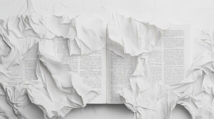 Poster - Artistic white backdrop showing a book page with legible text, capturing the essence of reading and the beauty of publication in a clean setting