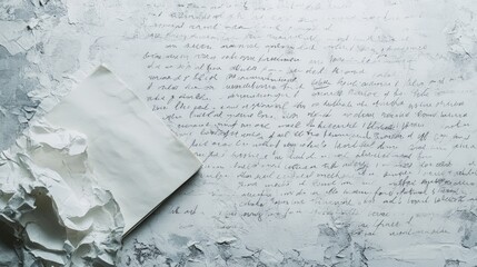 Poster - Artistic white backdrop with a diary page filled with text, capturing the elegant design and readability of the handwriting