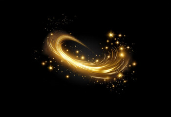 A golden ring of light and sparkle against a black background.