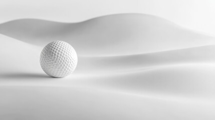 Aufkleber - Artistic white backdrop with a single white dimpled golf ball, emphasizing its classic dimples and clean design