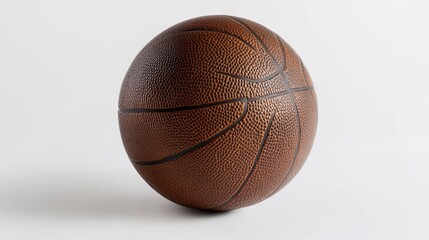 Aufkleber - Artistic white background showcasing a textured basketball, focusing on its classic design and intricate texture