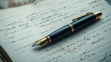 Fototapete - Artistic white background with a diary page and visible text, highlighting the elegant presentation and neat design of the writing