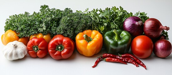  Vibrant fresh vegetables arranged artfully, ideal for World Vegan Month promotions, highlighting plant-based diets, healthy eating, and culinary creativity.