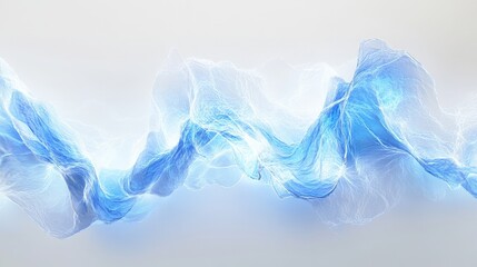 Aufkleber - Artistic white surface displaying a striking electric blue wave of energy, with intricate glowing lines suggesting a futuristic and dynamic design