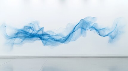 Aufkleber - Artistic white surface displaying a striking electric blue wave of energy, with intricate glowing lines suggesting a futuristic and dynamic design