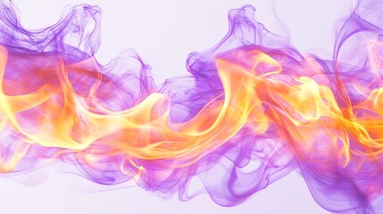 Aufkleber - Artistic white surface displaying vibrant purple and orange flames, illustrating the fiery movement and energetic essence with bold colors