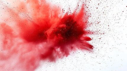 Poster - A burst of red Holi powder on white captures festive joy and unity in a vibrant explosion.