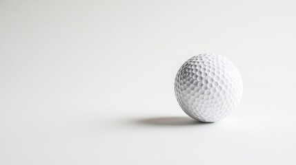 Poster - Clean white backdrop displaying an isolated white dimpled golf ball, focusing on its iconic dimple pattern and pristine look