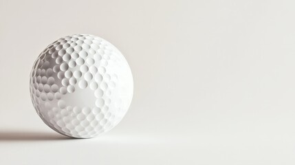 Poster - Clean white backdrop displaying an isolated white dimpled golf ball, focusing on its iconic dimple pattern and pristine look