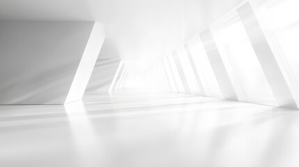 Poster - Clean white backdrop featuring innovative abstract light technology shapes