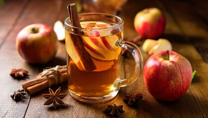 Wall Mural - Warm apple cider with spices