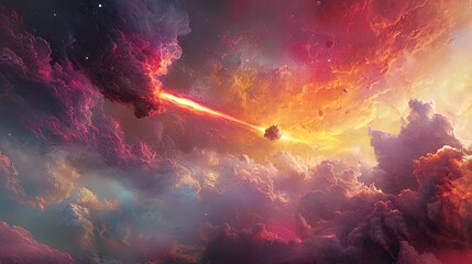 Wall Mural - Cosmic Collision: A Celestial Spectacle