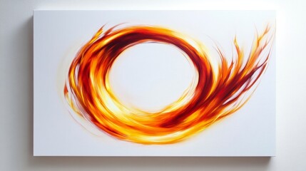 Poster - Clean white canvas displaying a vivid, circular fiery energy design with radiant flames and smooth lines, creating an energetic and striking visual