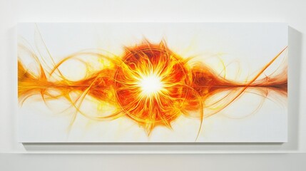 Poster - Clean white canvas displaying a vivid, circular fiery energy design with radiant flames and smooth lines, creating an energetic and striking visual